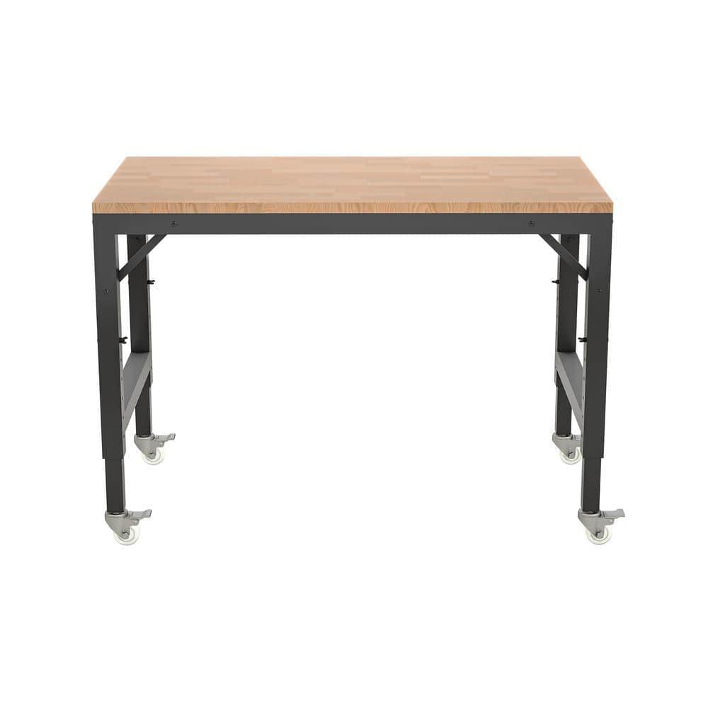 Otryad Rectangular Metal Outdoor Side Table with Wheels, Heavy