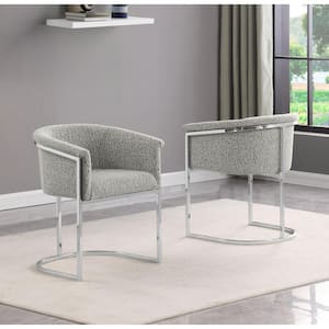 Luke Gray Boucle Fabric Dining Chair Set of 2 with Floor Adjuster