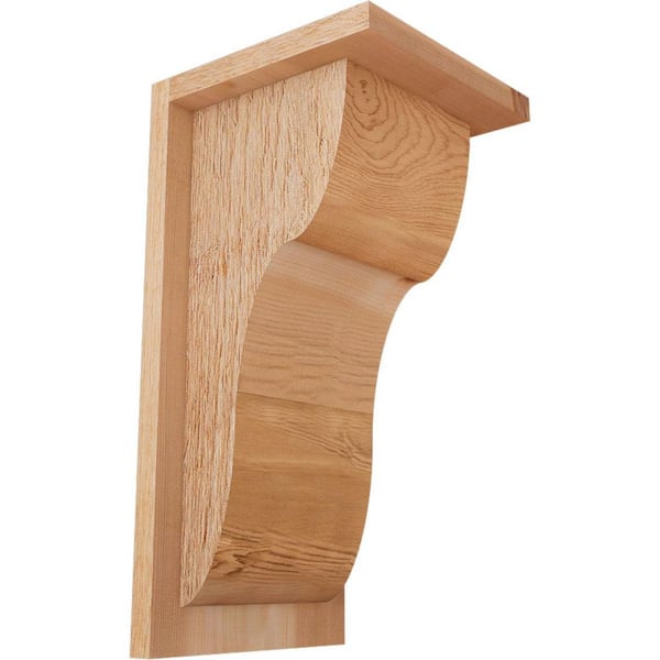 Ekena Millwork 8 in. x 8 in. x 16 in. Western Red Cedar Carmel Rough Sawn Corbel with Backplate