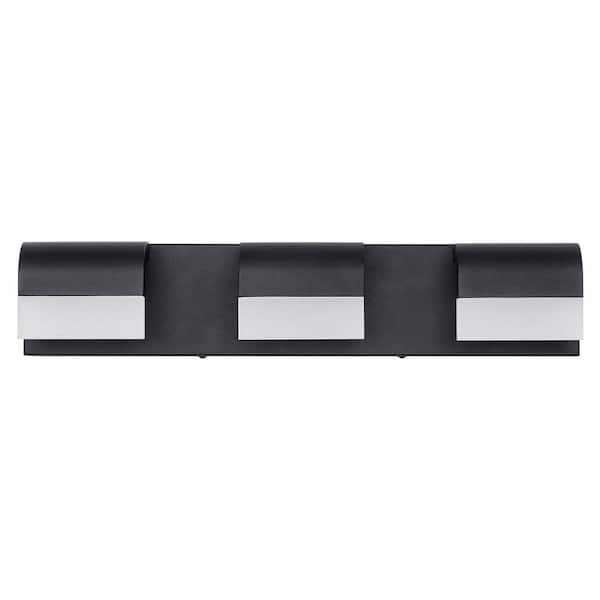 HKMGT 21.7 in. 3-Light Black LED Bathroom Vanity Light Over Mirror Wall Light