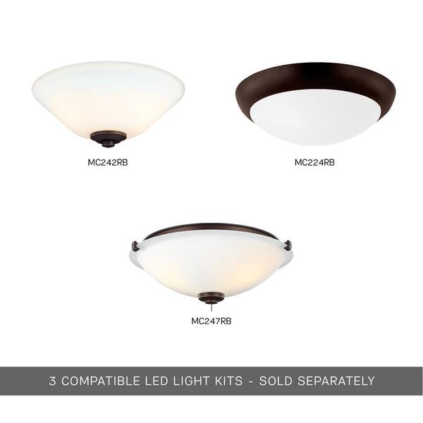 Generation Lighting - Cruise 52 in. Wet Rated Coastal Outdoor Roman Bronze Ceiling Fan with American Walnut Palm Leaf Blades and Pull Chain