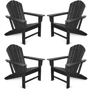 Weather Resistant Black Recycled Plastic Outdoor Patio Adirondack Chair (Set of 4)