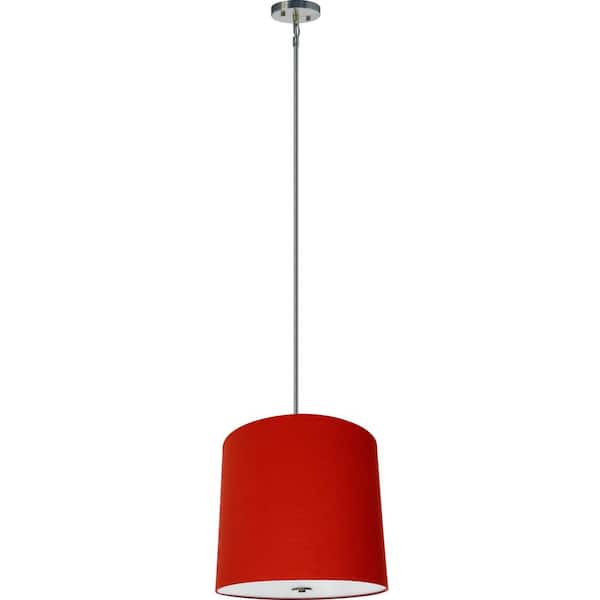 Illumine 5-Light Satin Steel Chandelier with Chili Pepper Red Fabric Shade