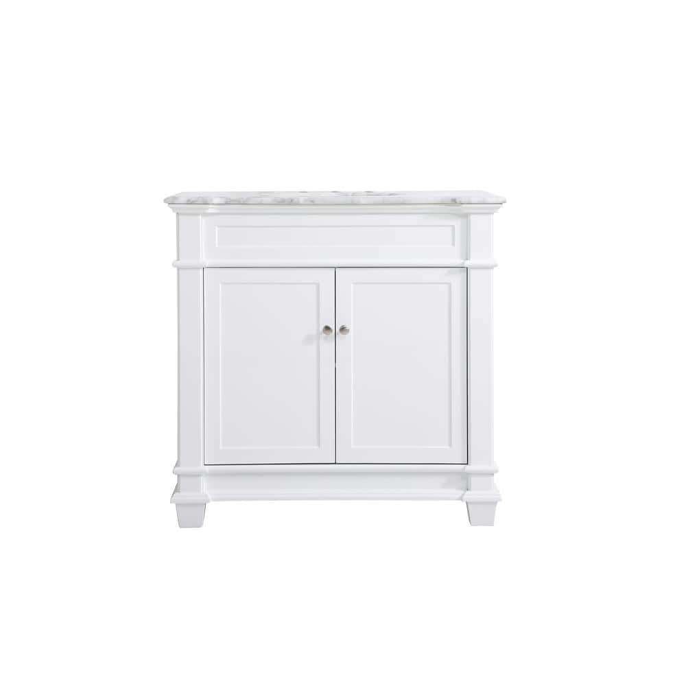 Simply Living 36 in. Single Bathroom Vanity in White with Marble Vanity Top