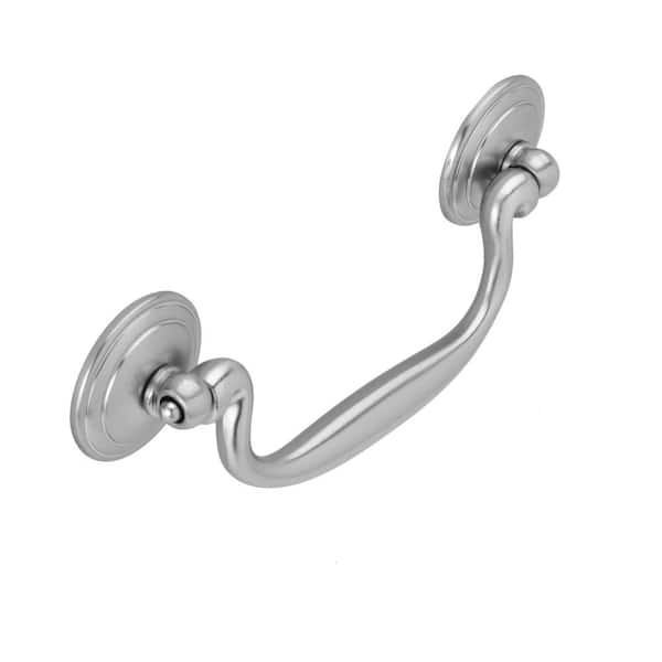 Furniture Hardware 4 in. (102 mm) Center-to-Center Traditional Satin Nickel Bail Drawer Pull