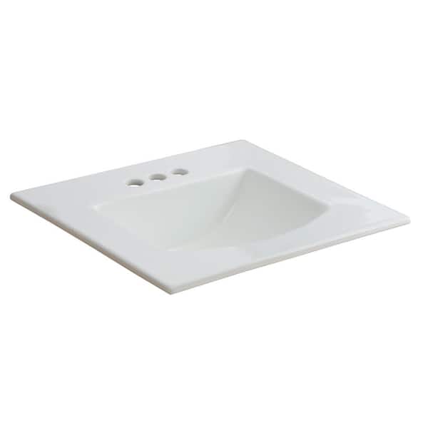 21 in. Drop-In Rectangular Vitreous China Bathroom Sink in White