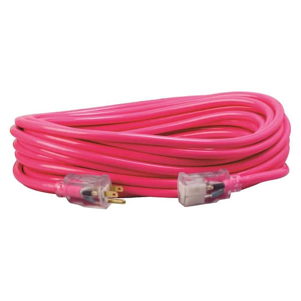 Southwire 25 ft. 12/3 SJTW HiVisibility Outdoor HeavyDuty Neon Pink