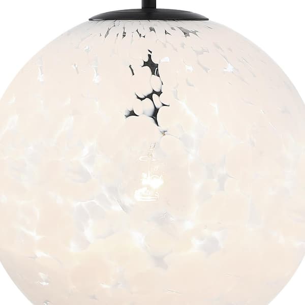 Designers Fountain - Circo 60-Watt 1-Light Matte Black Modern Pendant Light with White Art Glass Shade and No Bulbs Included