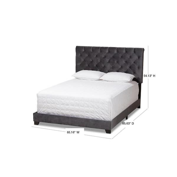 Baxton Studio Candace Dark Gray Queen Bed 149 8951 HD The Home Depot