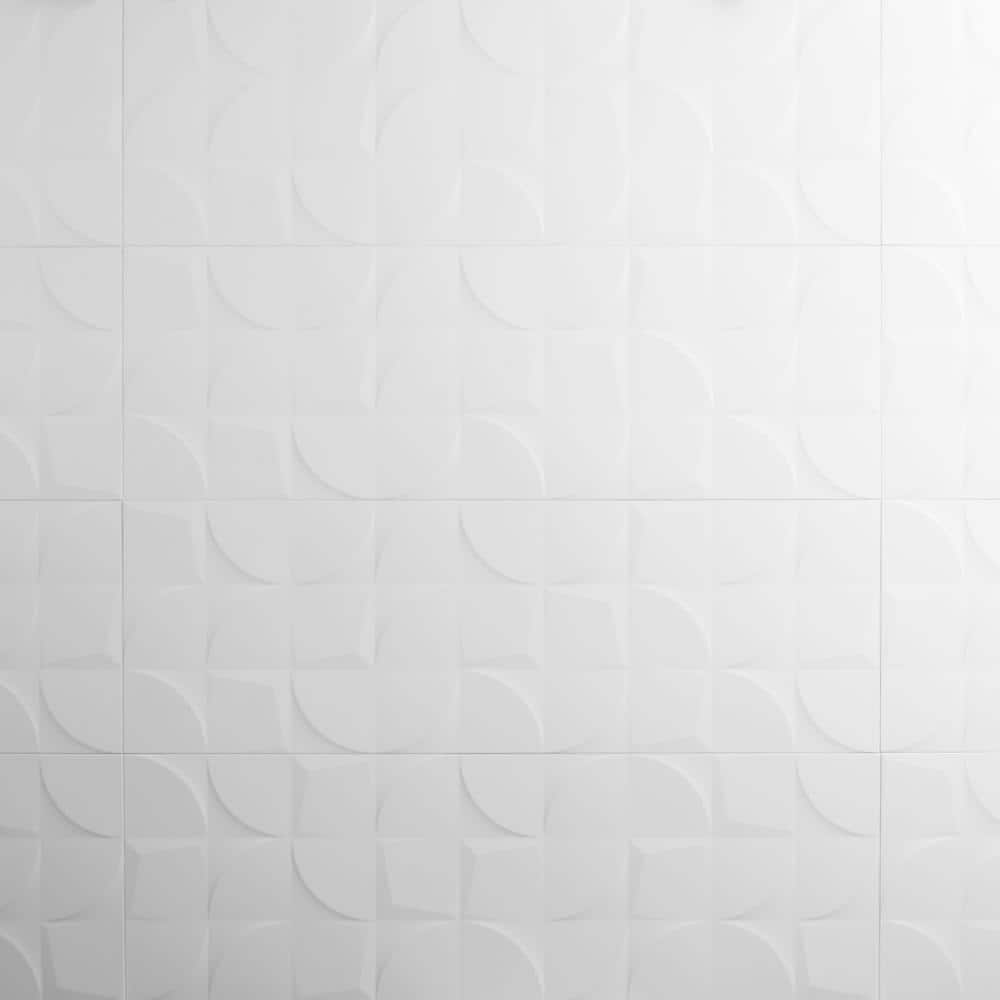 Angela Harris 12" x 35" White Ceramic Patterned Wall Tile