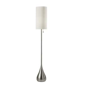 68 in. Silver 1 Light 1-Way (On/Off) Standard Floor Lamp for Liviing Room with Cotton Cylin.der Shade