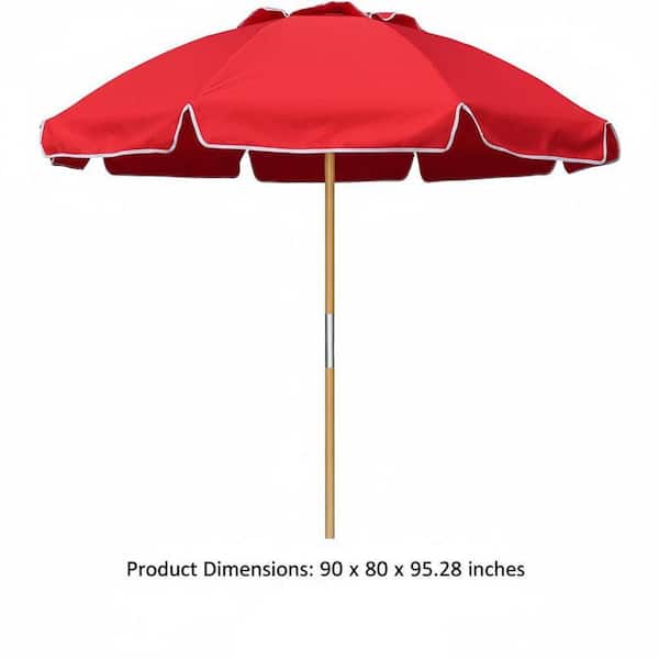 commercial heavy duty patio umbrellas 7.5 ft Heavy Duty High Wind Patio Umbrella: Commercial Grade, Ash Wood  Pole, Air Vent, UPF 50+ Windproof Red Market HAHD2832