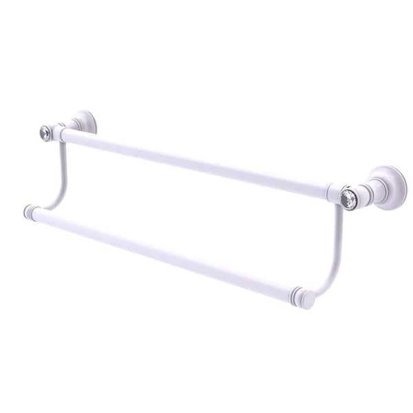 Allied Brass Carolina Crystal Collection 36 in. Wall Mounted Double Towel Bar in Matte White