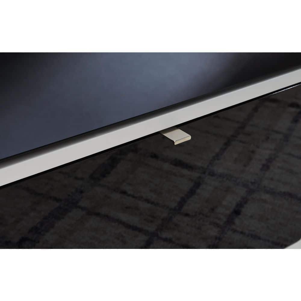 Black and White Rectangular Glass-Top Coffee Table with Storage