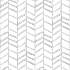 Fletching Grey Geometric Fabric Pre-Pasted Matte Strippable Wallpaper
