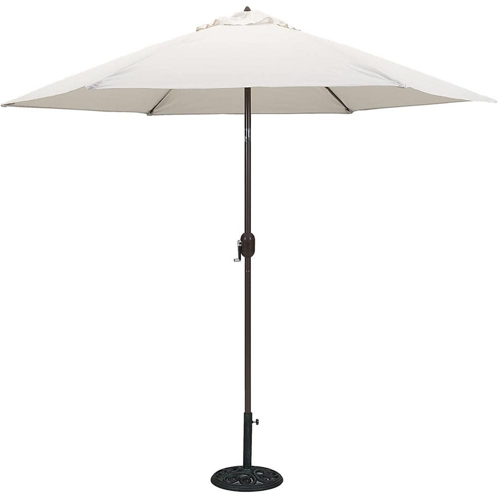 9 ft. Bronze Aluminum Beach Umbrell Patio Umbrella with Antique Canvas whit
