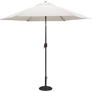 9 ft. Bronze Aluminum Beach Umbrell Patio Umbrella with Antique Canvas white Cover Polyester Base Not Included