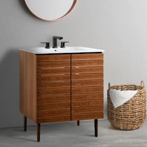 Aubert 30 in. W. x 18 in. D x 33 in. H 2-Shelf Bath Vanity Cabinet without Top (Sink Basin not Included), Walnut
