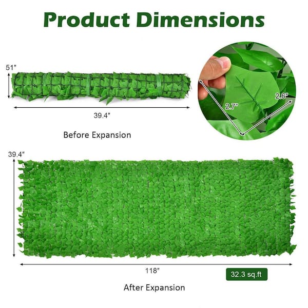 WELLFOR NP-HPY-10486-4 4-Piece 118 in. L x 39 in. W Polyester Garden Fence in Light Green - 2