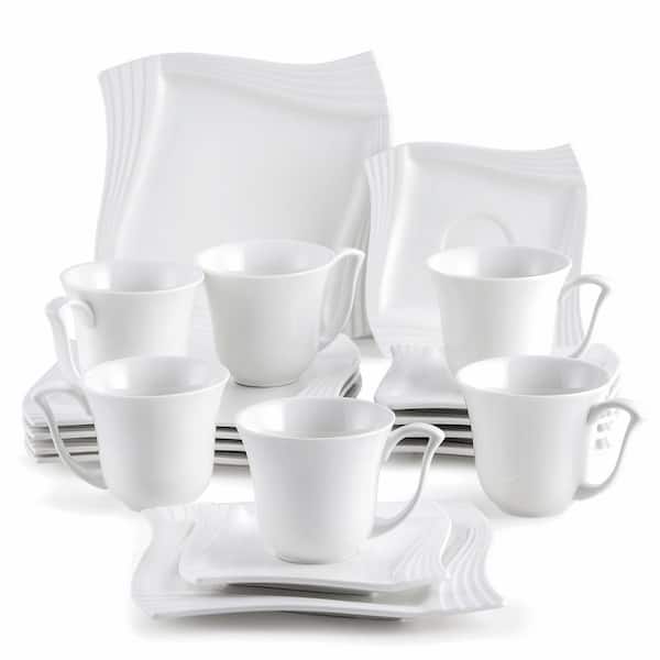MALACASA 18-Piece Modern Ivory White Porcelain Dinnerware Set (Service for 6)