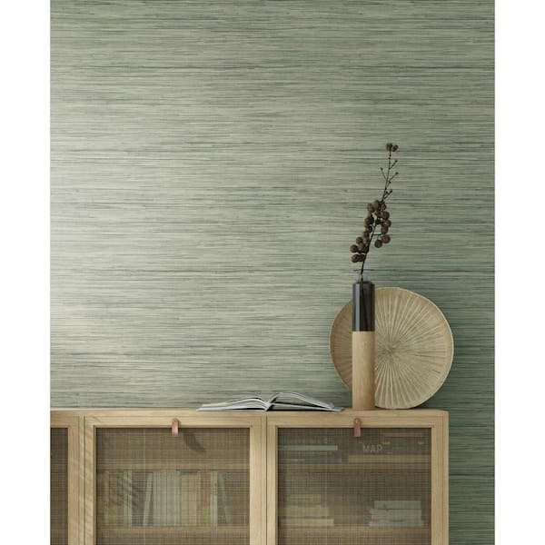 Papyrus Weave Green Paper Peel & Stick Repositionable Wallpaper Roll (Covers 45 Sq. Ft.)
