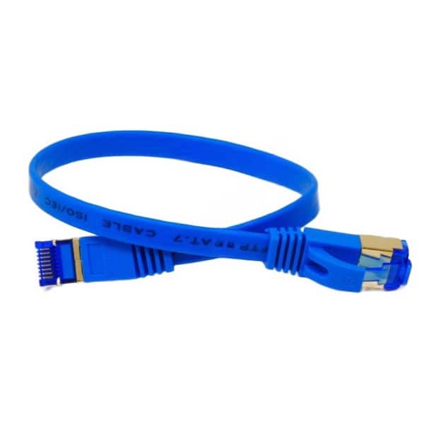 QualGear 1 ft. CAT 7 Flat High-Speed Ethernet Cable - Blue