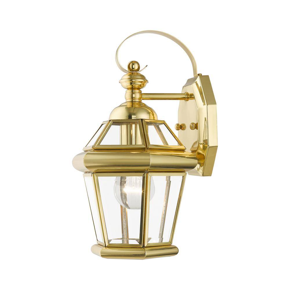 Georgetown Polished Brass Dimmable Wall Lantern with Clear Glass