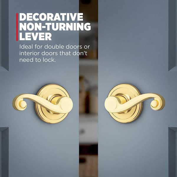 Kwikset Lido Polished Brass Left-Handed Half-Dummy Door Handle