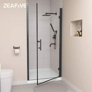 36 in. W x 72 in. H Frameless Pivot Swing Shower Door Right Hinged Panel in Matte Black Finish with 1/4 in. Clear Glass