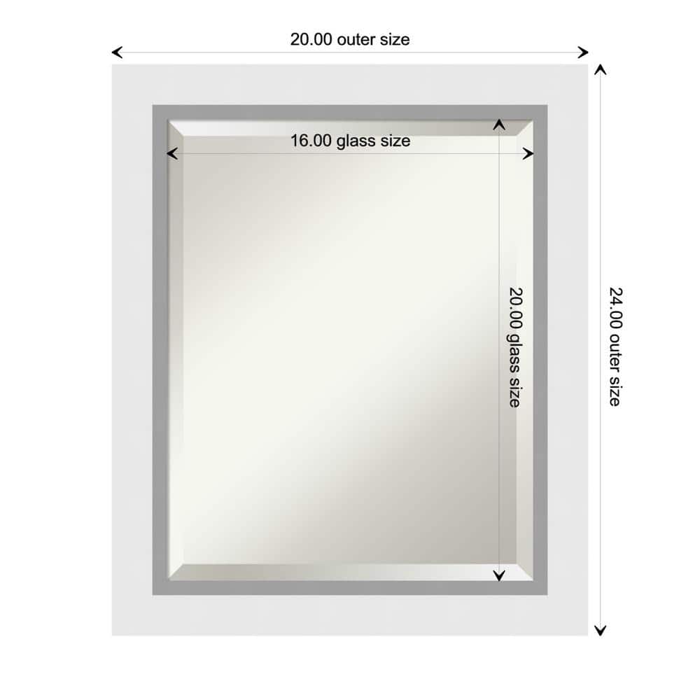 Blanco White Beveled Wood Bathroom Wall Mirror
