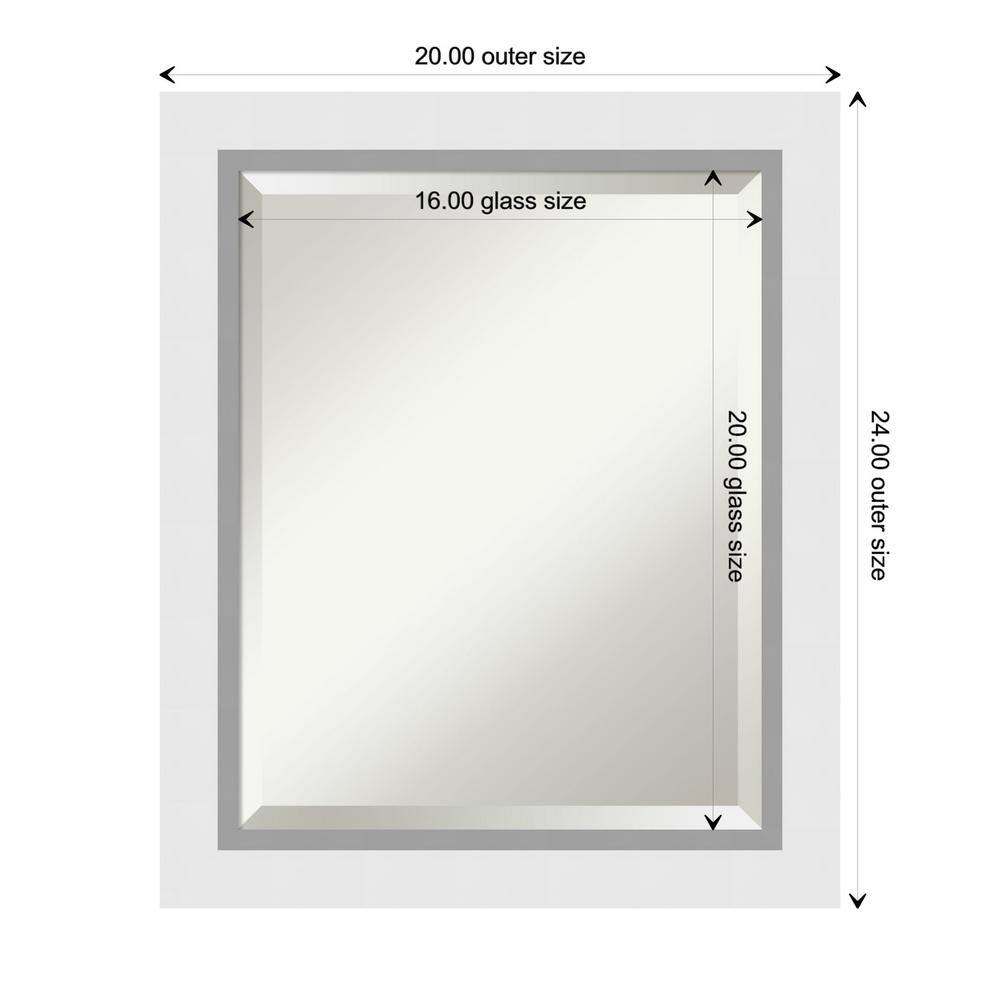 Blanco White Beveled Wood Bathroom Wall Mirror