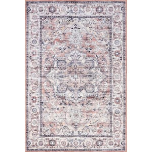 Joslyn Blush 9 ft. x 12 ft. Traditional Floral Machine Washable Area Rug