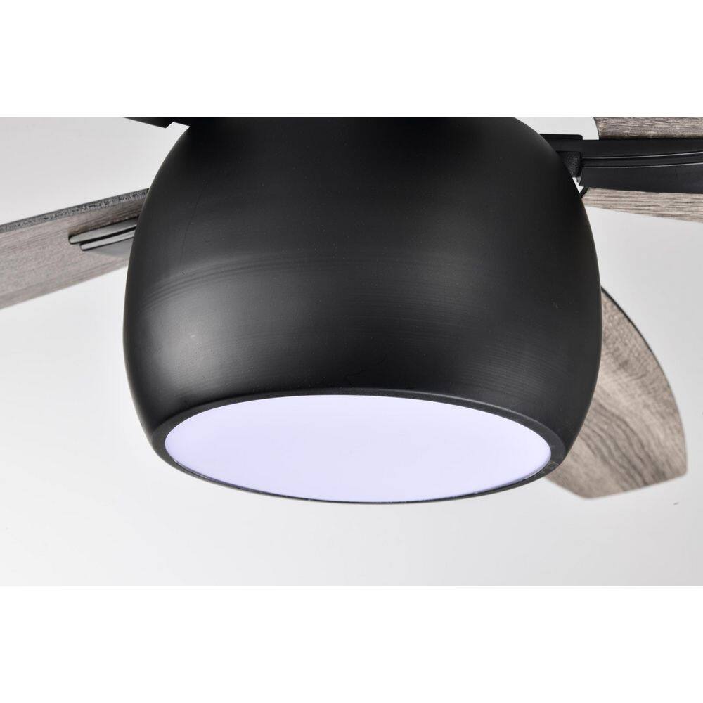 Matte Black 52" Ceiling Fan with Reversible Blades and LED Light