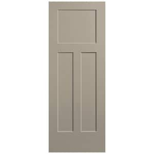 30 in. x 80 in. 3-Panel Winslow Single Bore Solid Core Smoked Tan Molded Composite Interior Door Slab