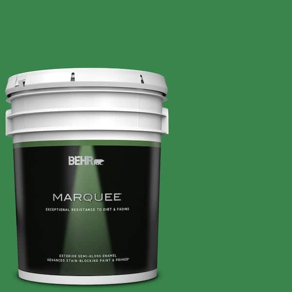 BEHR MARQUEE 5 gal. #450B-7 Green Grass Semi-Gloss Enamel Exterior Paint &  Primer 545305 - The Home Depot