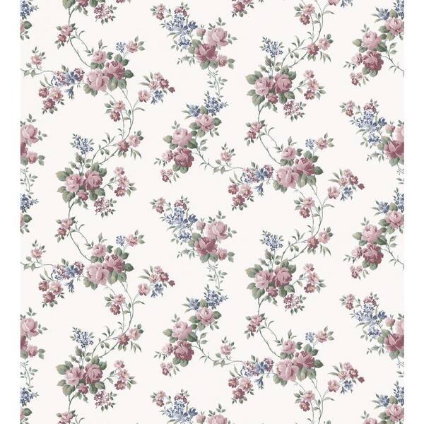 Brewster Mid-Scale Rose Trail Wallpaper