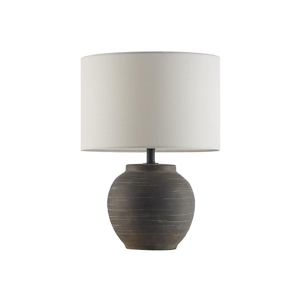 Hampton Bay Hookston Black 18 in. Ceramic Table Lamp with White Fabric ...