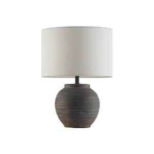 Hookston Black 18 in. Ceramic Table Lamp with White Fabric Shade