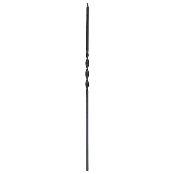 arteferro 44 in. x 1/2 in. Smooth Bar x in. Single Ribbon Twist Classic Black Powder Coated Wrought Iron Baluster