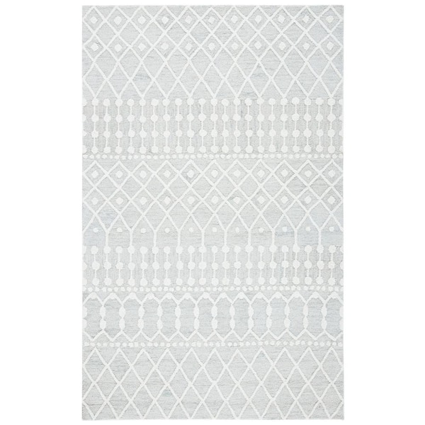 SAFAVIEH Blossom Silver/Ivory 5 ft. x 8 ft. Geometric Aztec Area Rug