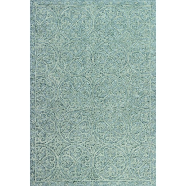 Verona Teal 9 ft. x 12 ft. (8'6" x 11'6") Floral Transitional Area Rug