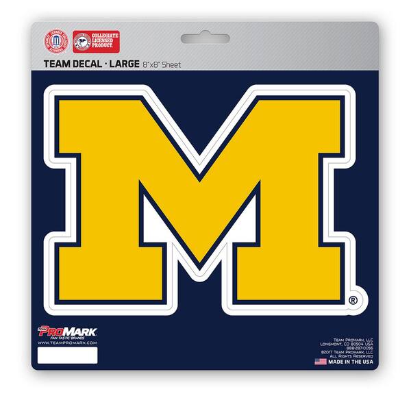 Full Color Michigan Wolverines 9" Wide Logo Premium Vinyl Decal Bumper Sticker 