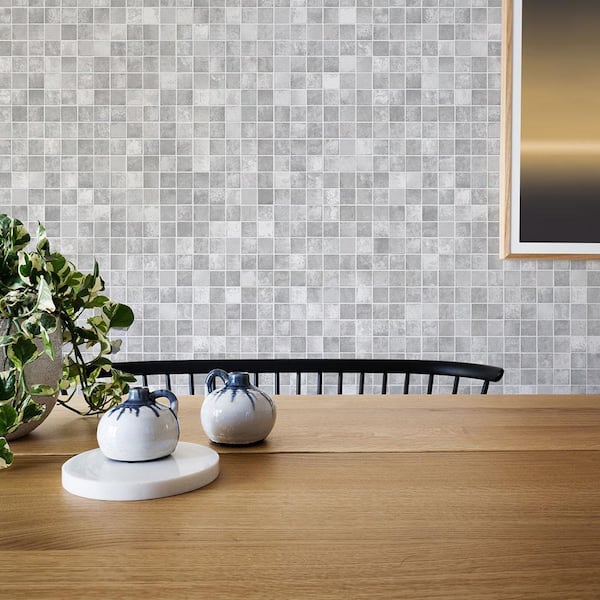 Tempaper Mosaic Tiles Grey L And, Grey Tile Wallpaper