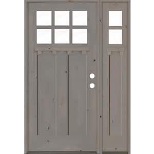 46 in. x 80 in. Craftsman Alder 2-Panel Left-Hand Inswing 6-Lite Clear Glass DS Grey Stain Wood Prehung Front Door RSL