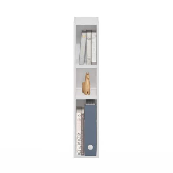 Furinno Fluda 31.5 in. Tall White Wood 3-Shelf Space Saving