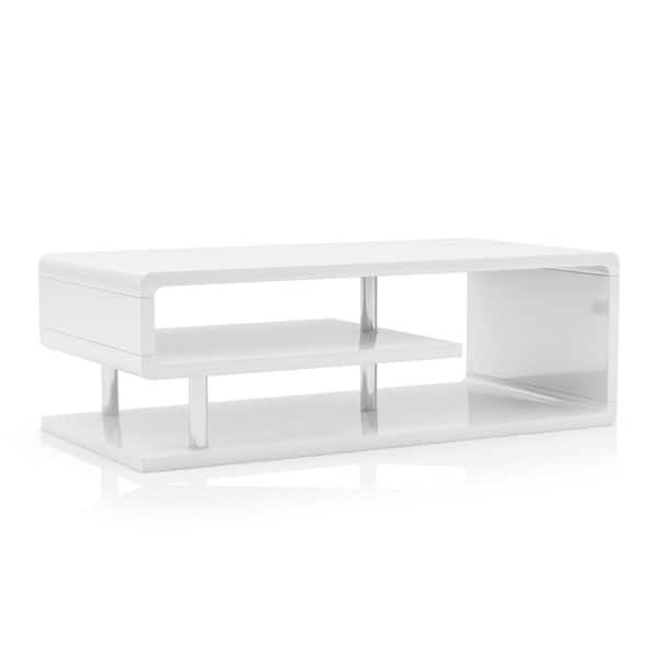 Furniture of America Farlowe 47.25 in. White Rectangle Wood Coffee Table