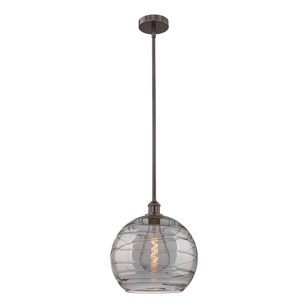 Athens Deco Swirl 100-Watt 1-Light Oil Rubbed Bronze Shaded Mini Pendant Light with Tinted Glass Shade price history on PriceWatchPro