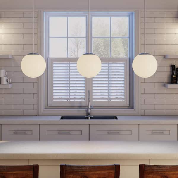 Leo Hanging Globe 8 in. W 1-Light White Pendant