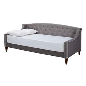 Lucy 84 in. Opal Gray Velvet 2-Seater Twin Sleeper Sofa Bed with Tapered Legs