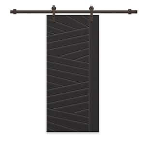 30 in. x 84 in. Black Stained Composite MDF Paneled Interior Sliding Barn Door with Hardware Kit